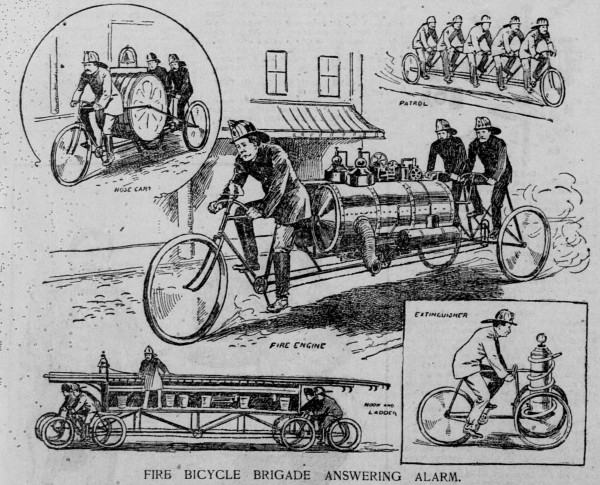 Велосипедная техника для применения в пожарных частях, США, 1896 год
